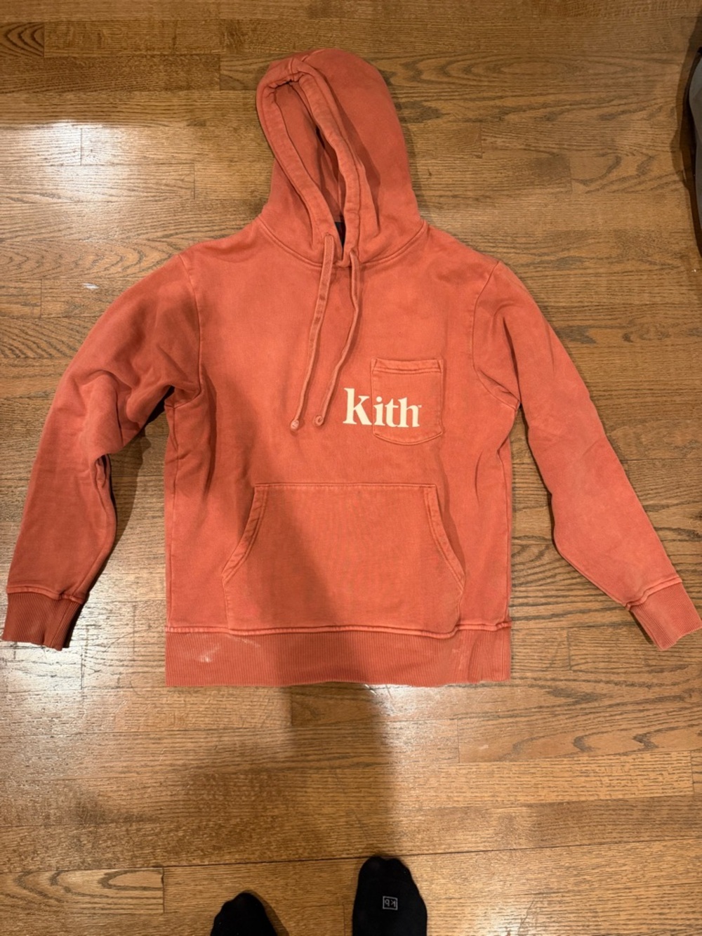 Kith Men's Burnt Orange Pullover Crewneck with Chest Pocket Logo